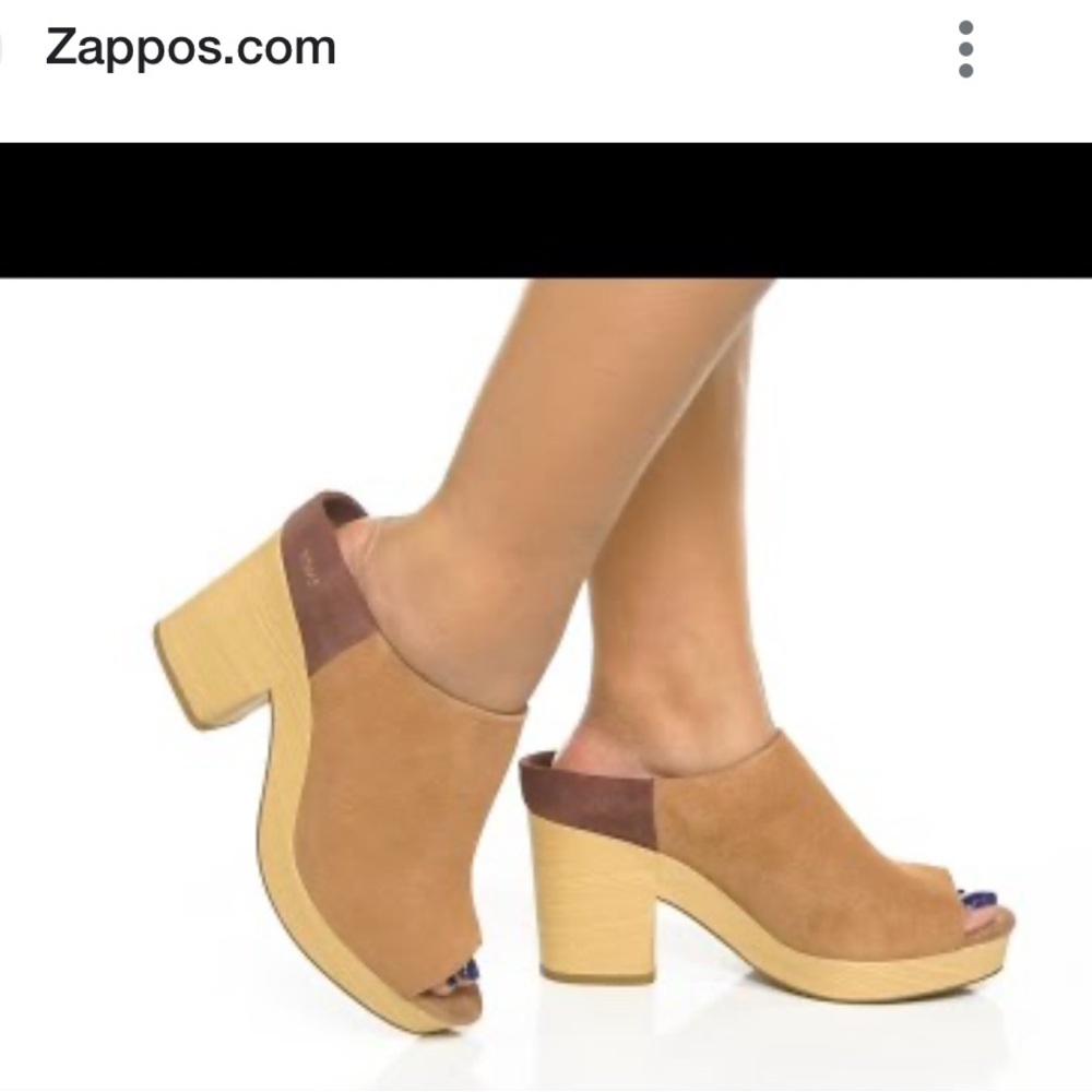 Toms Florence Tan and Brown Suede Heeled Mules